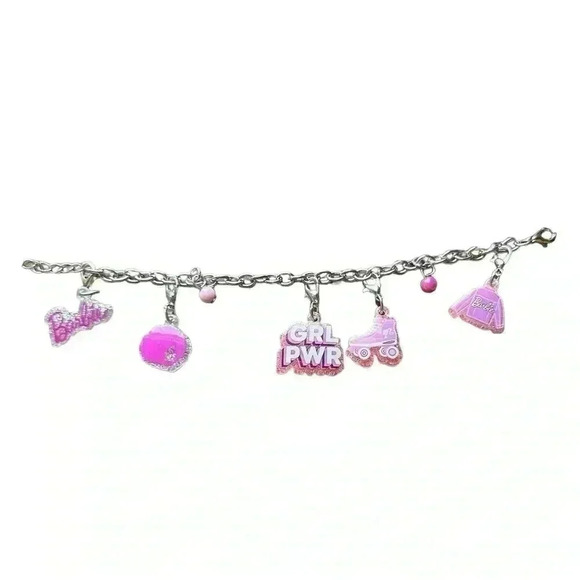 Barbie Charm Bracelet ~ The Barbie Movie ~ Grl Power 5 Charms - Picture 1 of 3